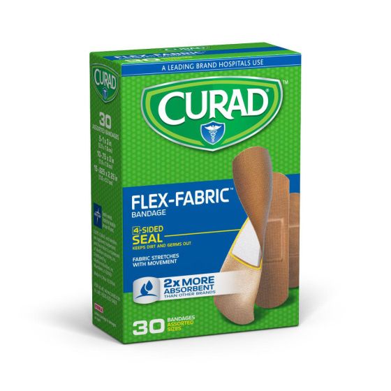 CURAD Flex-Fabric Bandage Assorted Sizes 30Ct