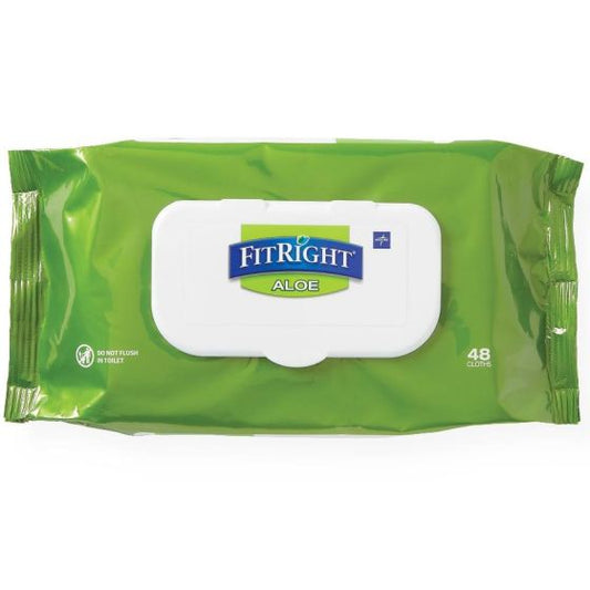Medline FitRight Aloe Personal Cleansing Wet Wipes